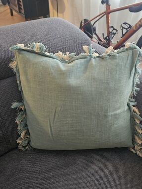 Teal And Beige Throw Pillow